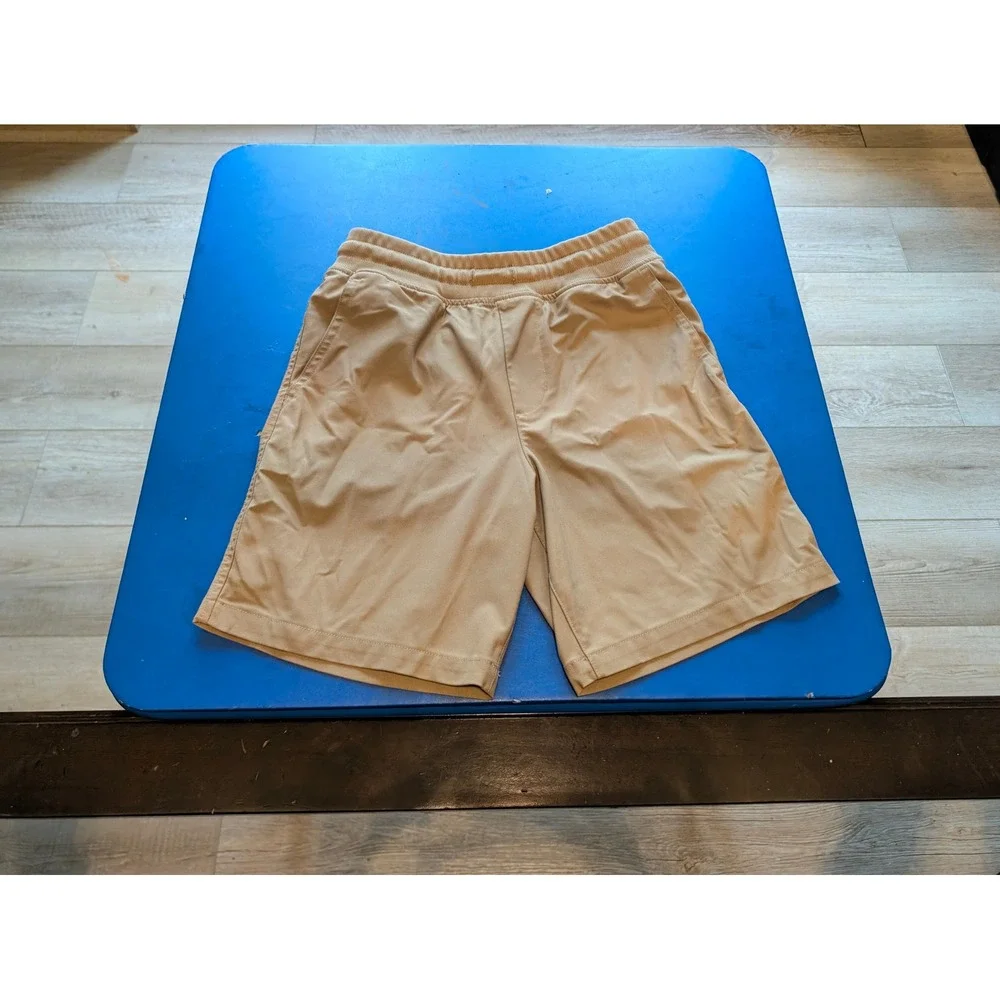 Wonder Nation Boys Khaki Performance Tech Shorts Size L 10-12 Tan Elastic Waist